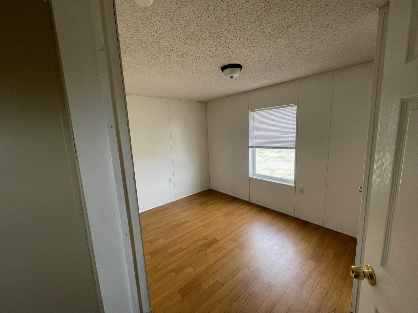 Empty room with wood floor and window.