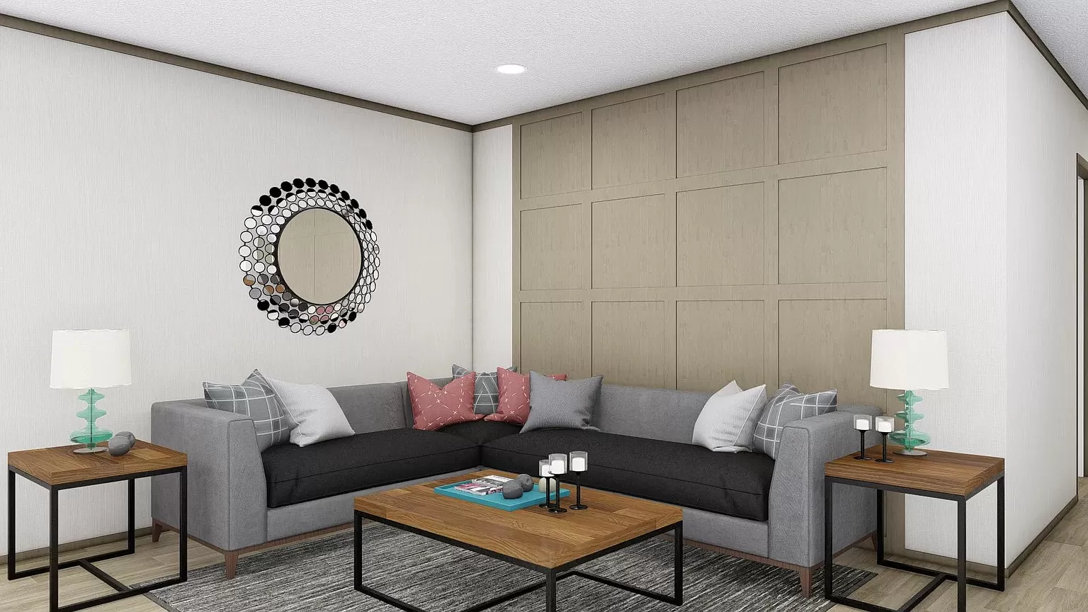 Modern living room with sectional sofa.